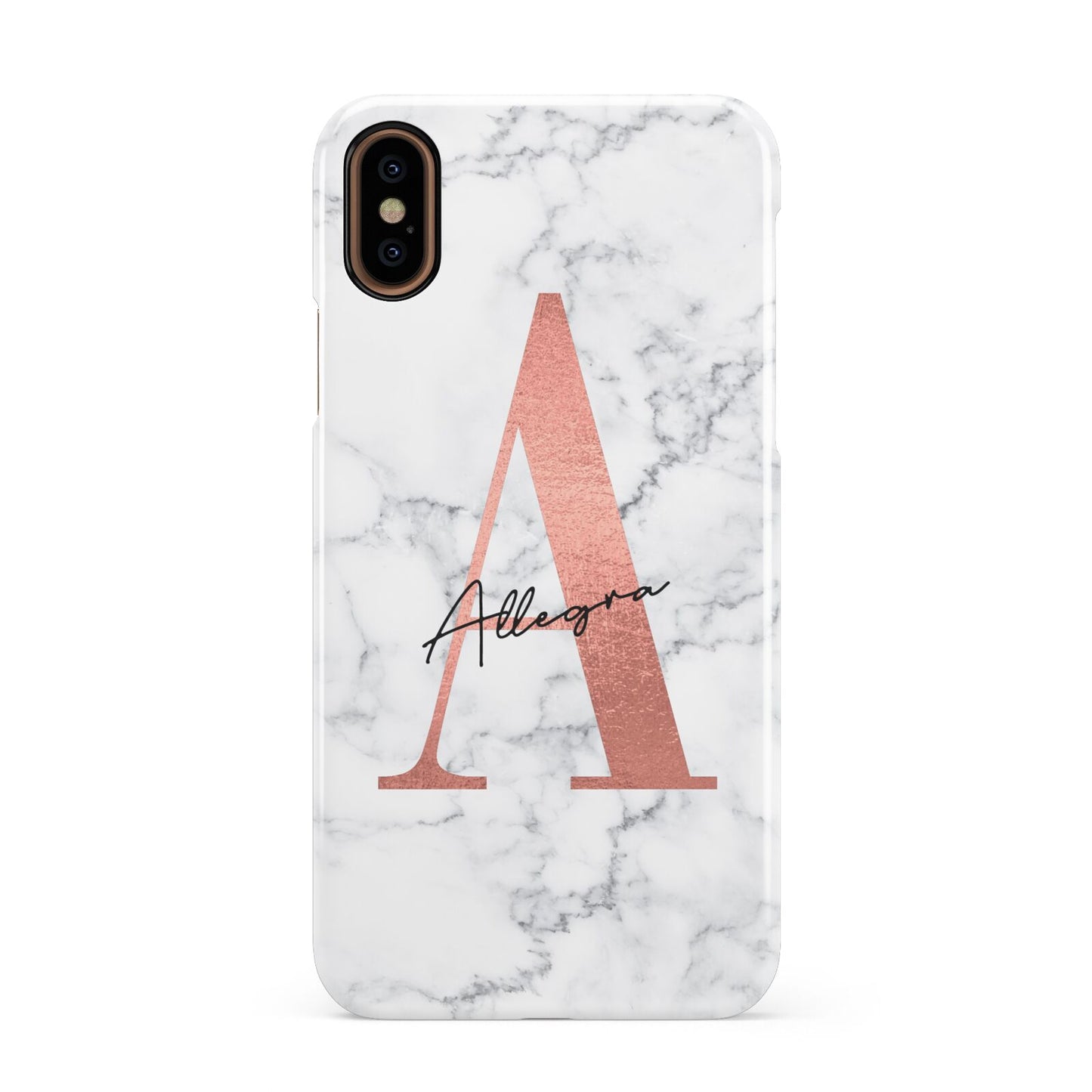 Personalised Signature Rose Gold Marble Apple iPhone XS 3D Snap Case