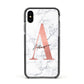 Personalised Signature Rose Gold Marble Apple iPhone Xs Impact Case Black Edge on Black Phone