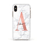 Personalised Signature Rose Gold Marble Apple iPhone Xs Impact Case White Edge on Gold Phone