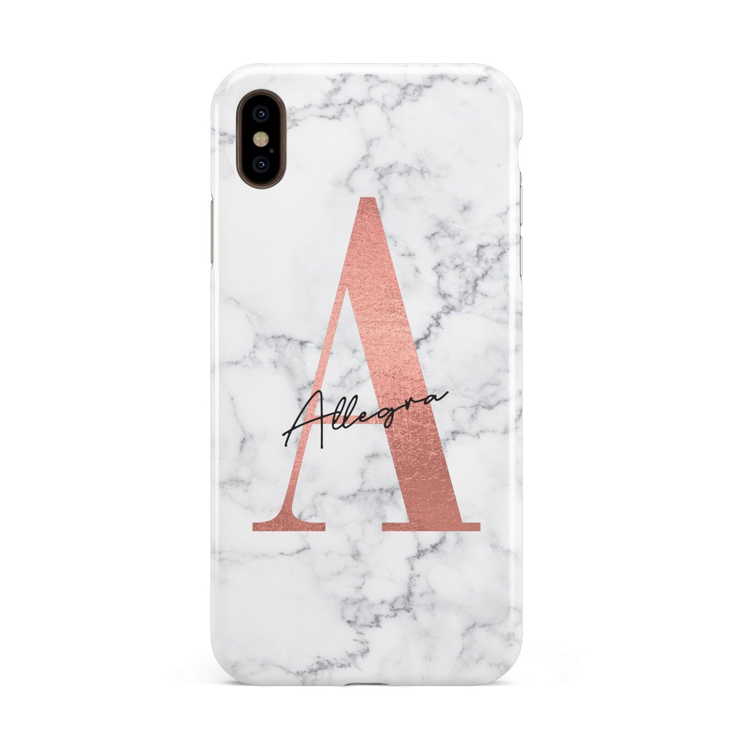 Personalised Signature Rose Gold Marble Apple iPhone Xs Max 3D Tough Case