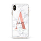 Personalised Signature Rose Gold Marble Apple iPhone Xs Max Impact Case White Edge on Gold Phone