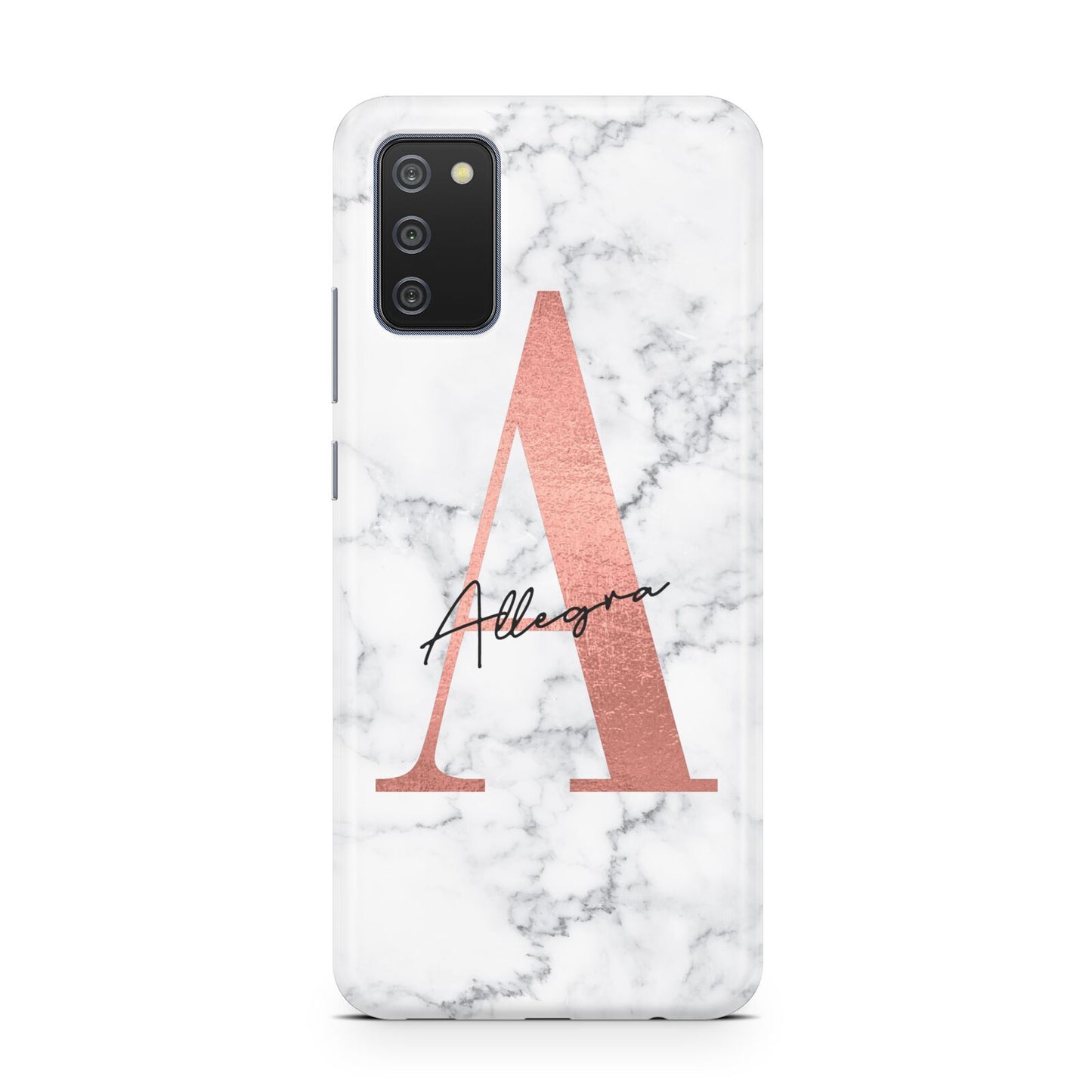Personalised Signature Rose Gold Marble Samsung A02s Case