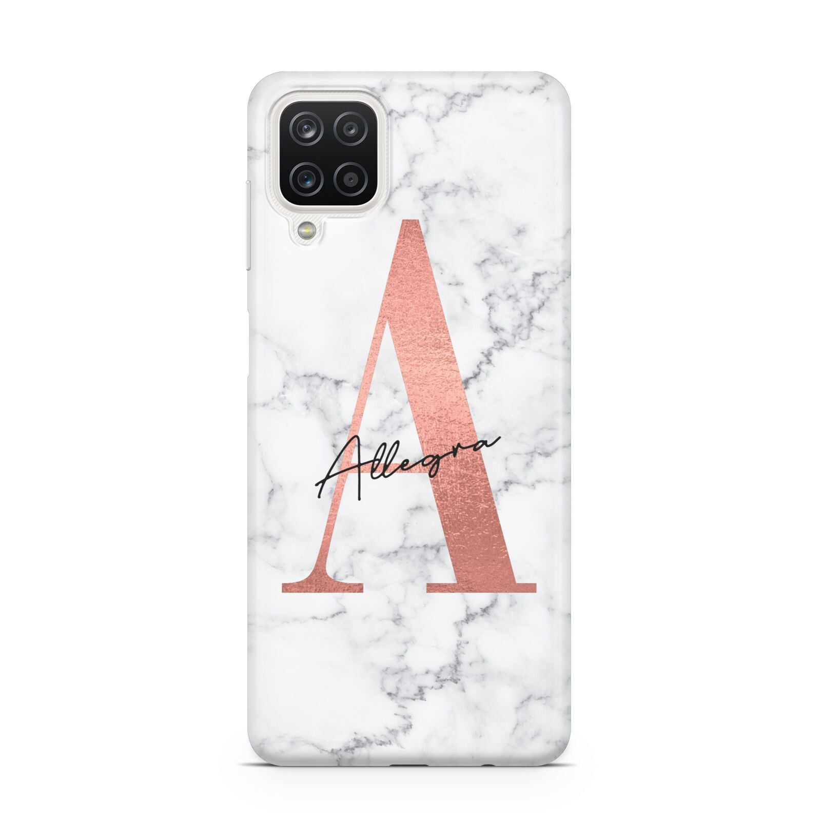 Personalised Signature Rose Gold Marble Samsung A12 Case