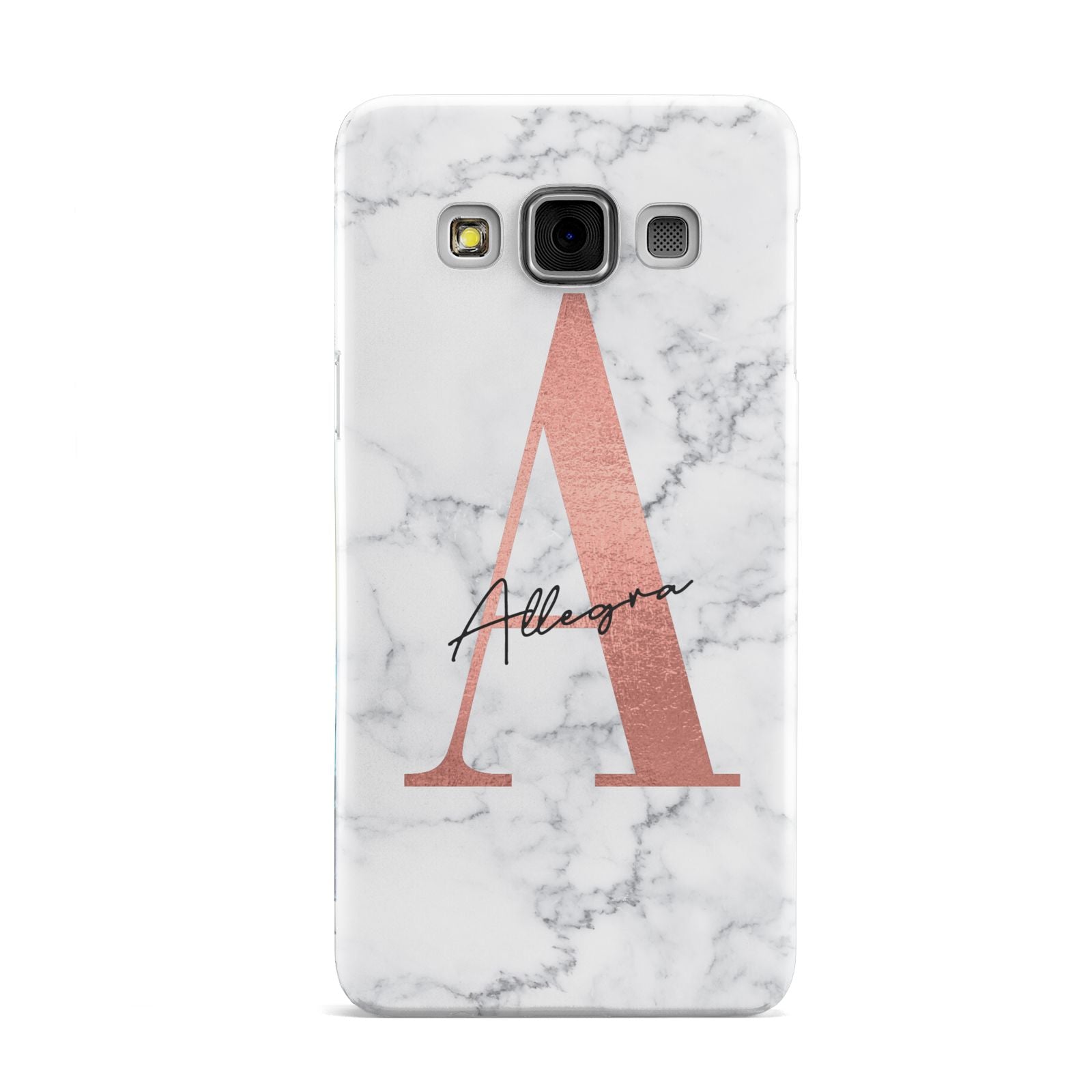 Personalised Signature Rose Gold Marble Samsung Galaxy A3 Case