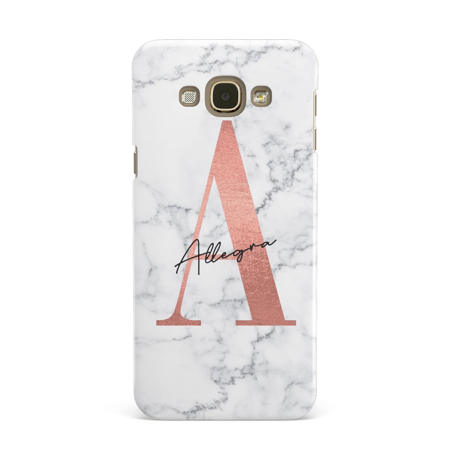 Personalised Signature Rose Gold Marble Samsung Galaxy A8 Case