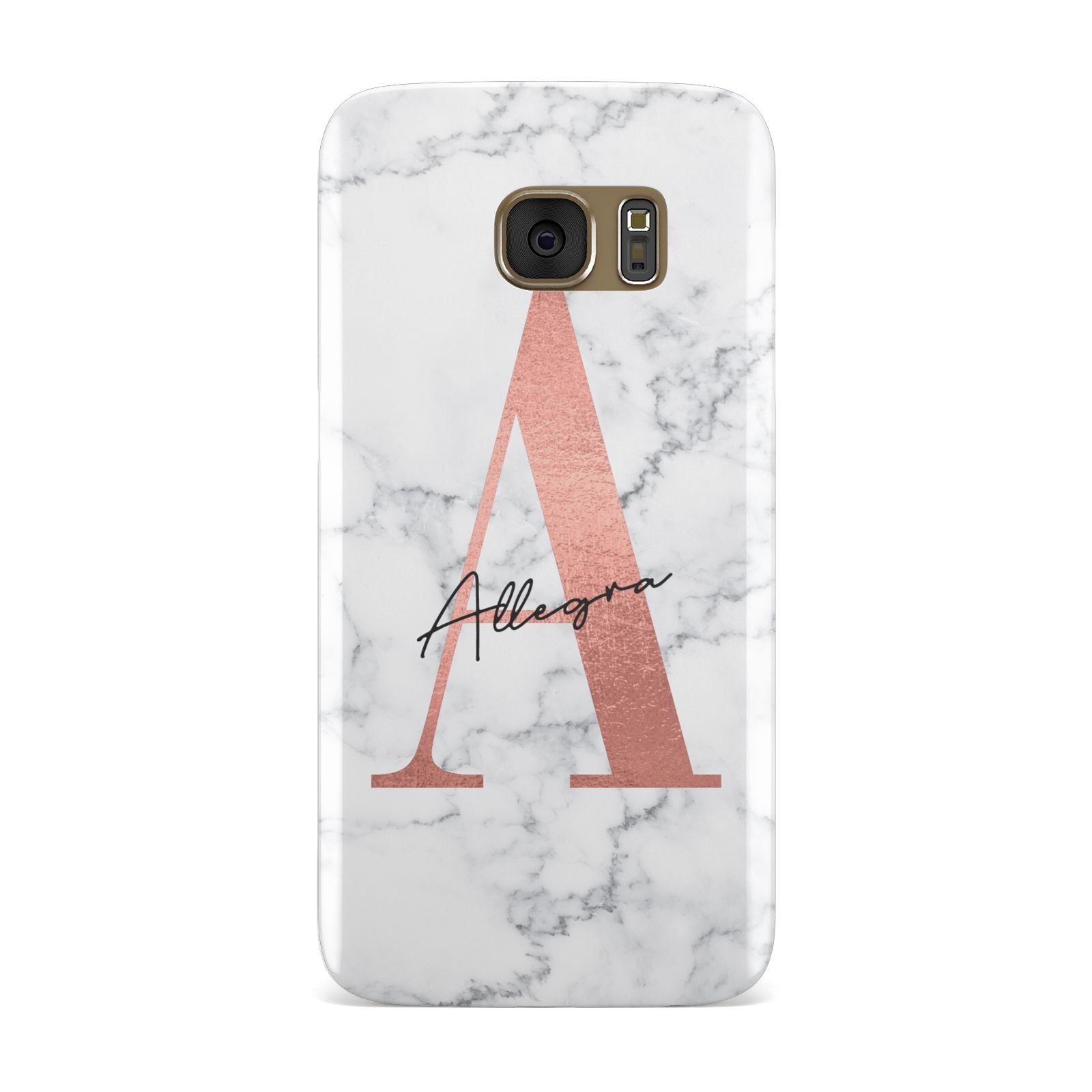 Personalised Signature Rose Gold Marble Samsung Galaxy Case