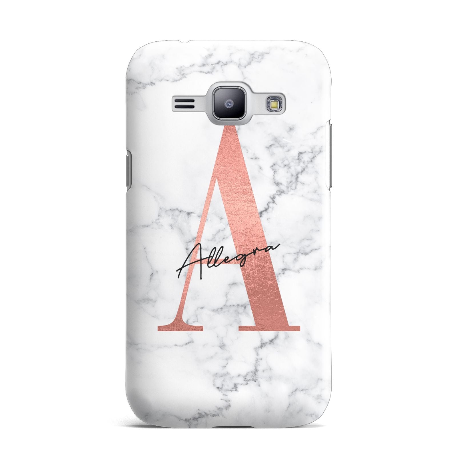 Personalised Signature Rose Gold Marble Samsung Galaxy J1 2015 Case