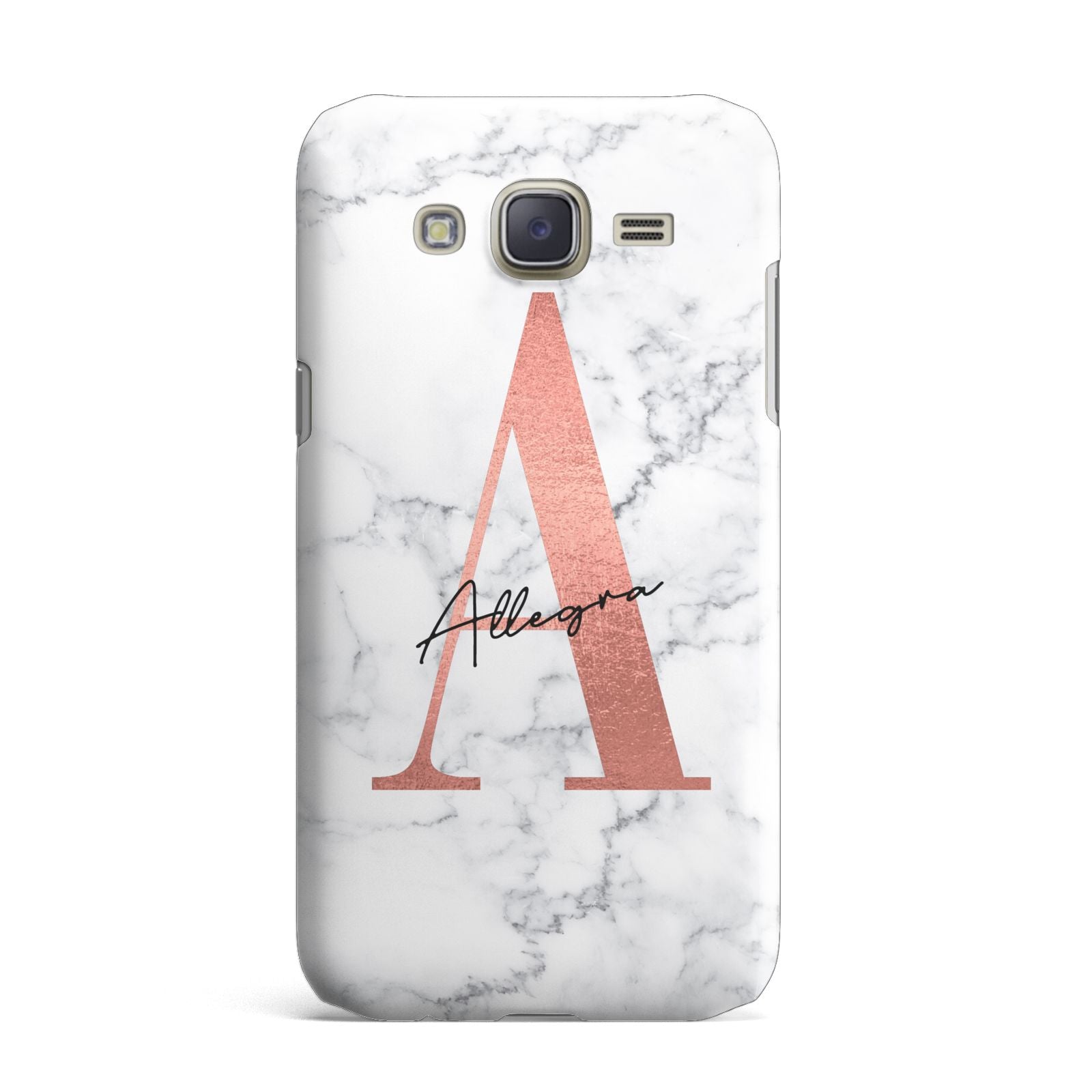 Personalised Signature Rose Gold Marble Samsung Galaxy J7 Case