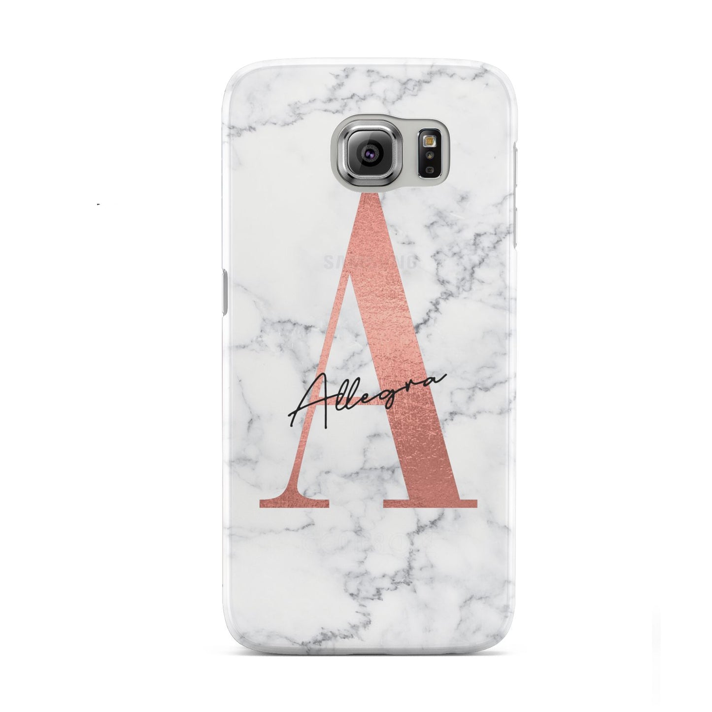 Personalised Signature Rose Gold Marble Samsung Galaxy S6 Case