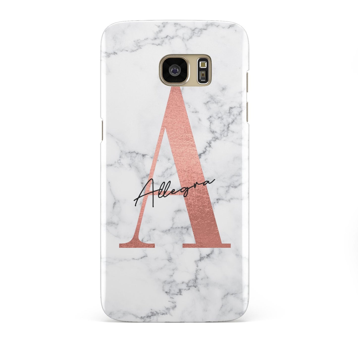 Personalised Signature Rose Gold Marble Samsung Galaxy S7 Edge Case