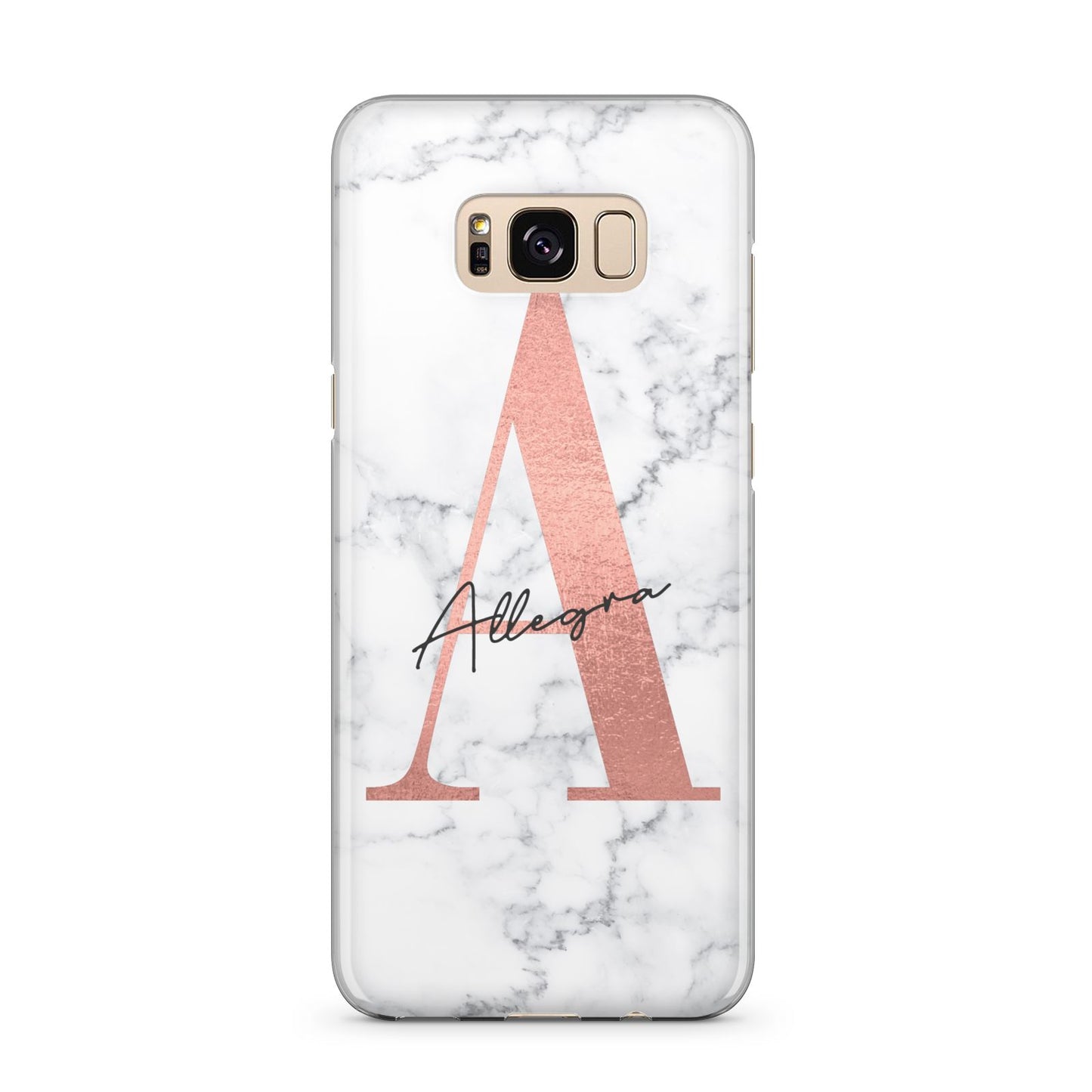 Personalised Signature Rose Gold Marble Samsung Galaxy S8 Plus Case