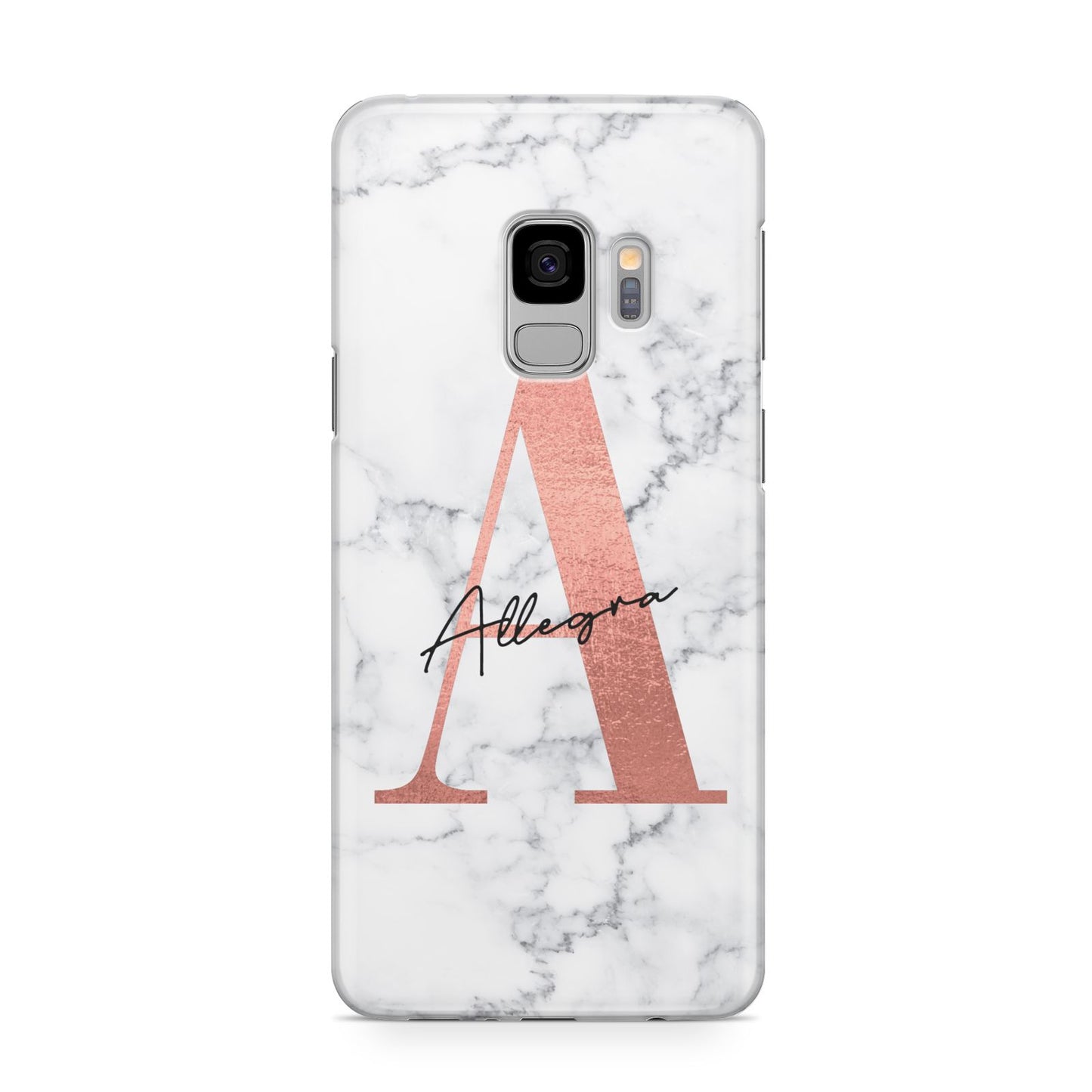 Personalised Signature Rose Gold Marble Samsung Galaxy S9 Case