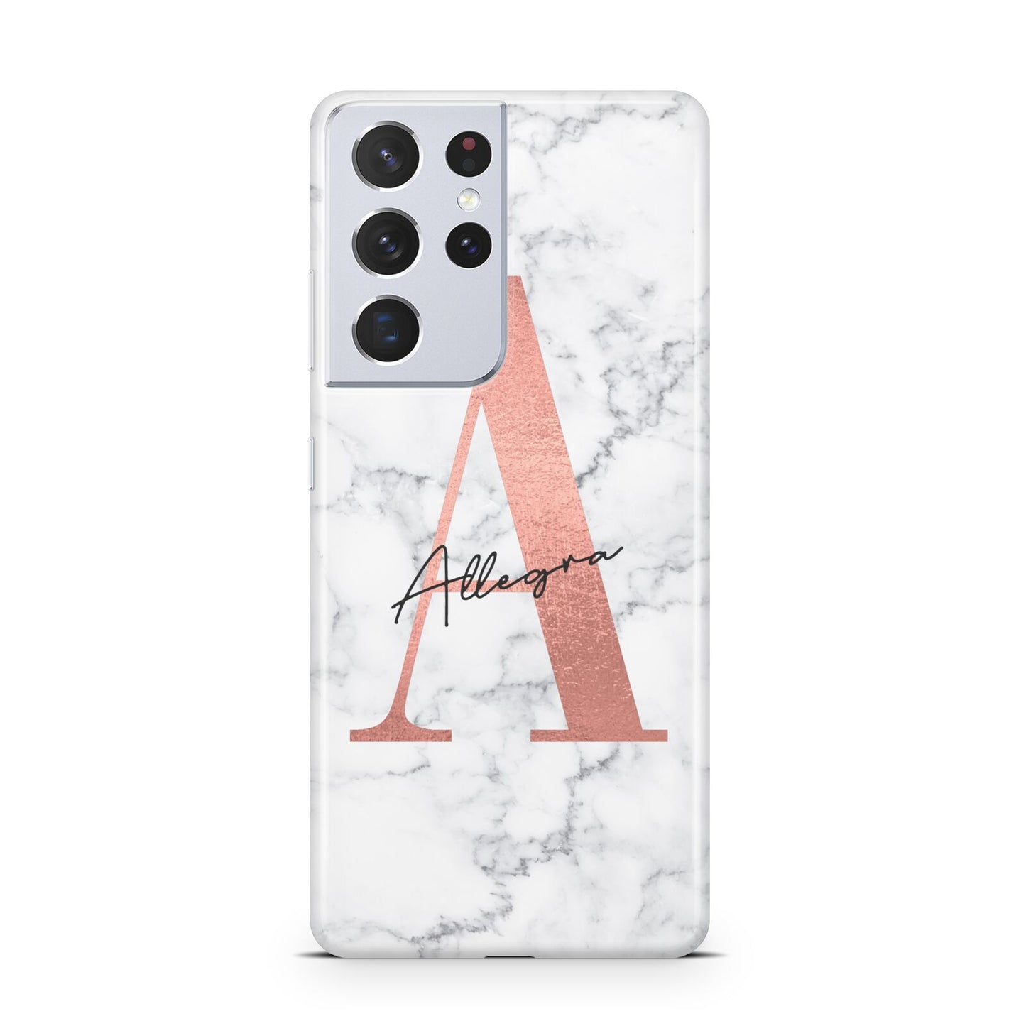 Personalised Signature Rose Gold Marble Samsung S21 Ultra Case