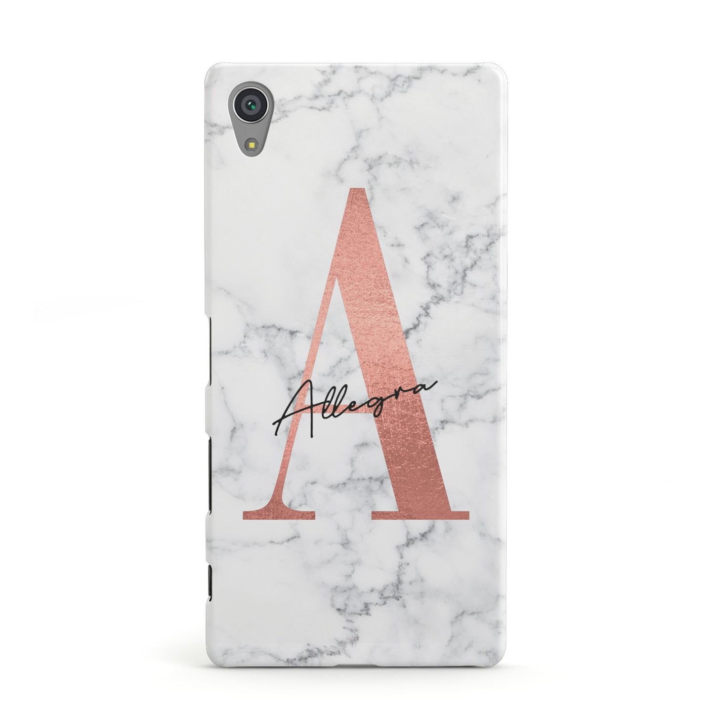 Personalised Signature Rose Gold Marble Sony Xperia Case