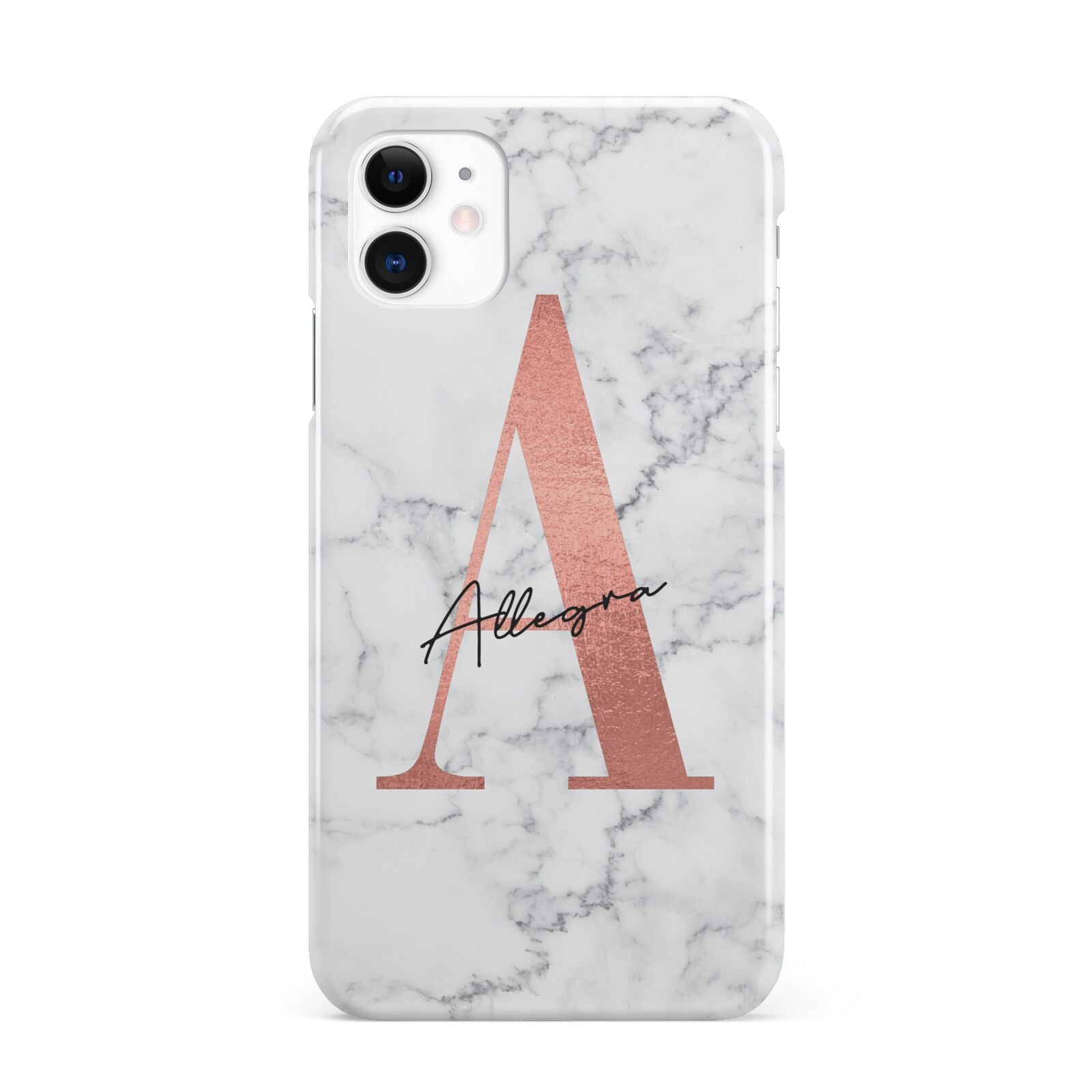 Personalised Signature Rose Gold Marble iPhone 11 3D Snap Case