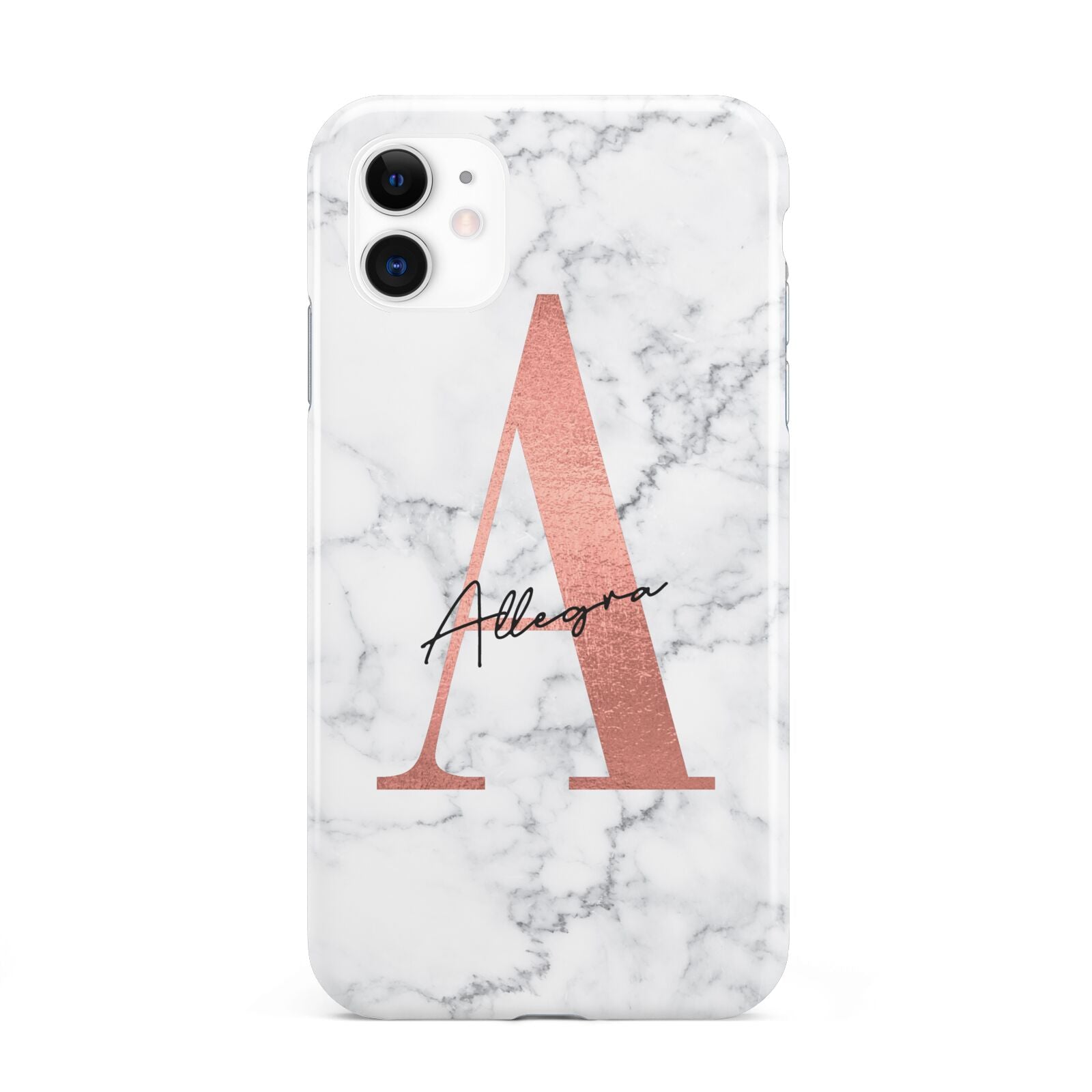 Personalised Signature Rose Gold Marble iPhone 11 3D Tough Case