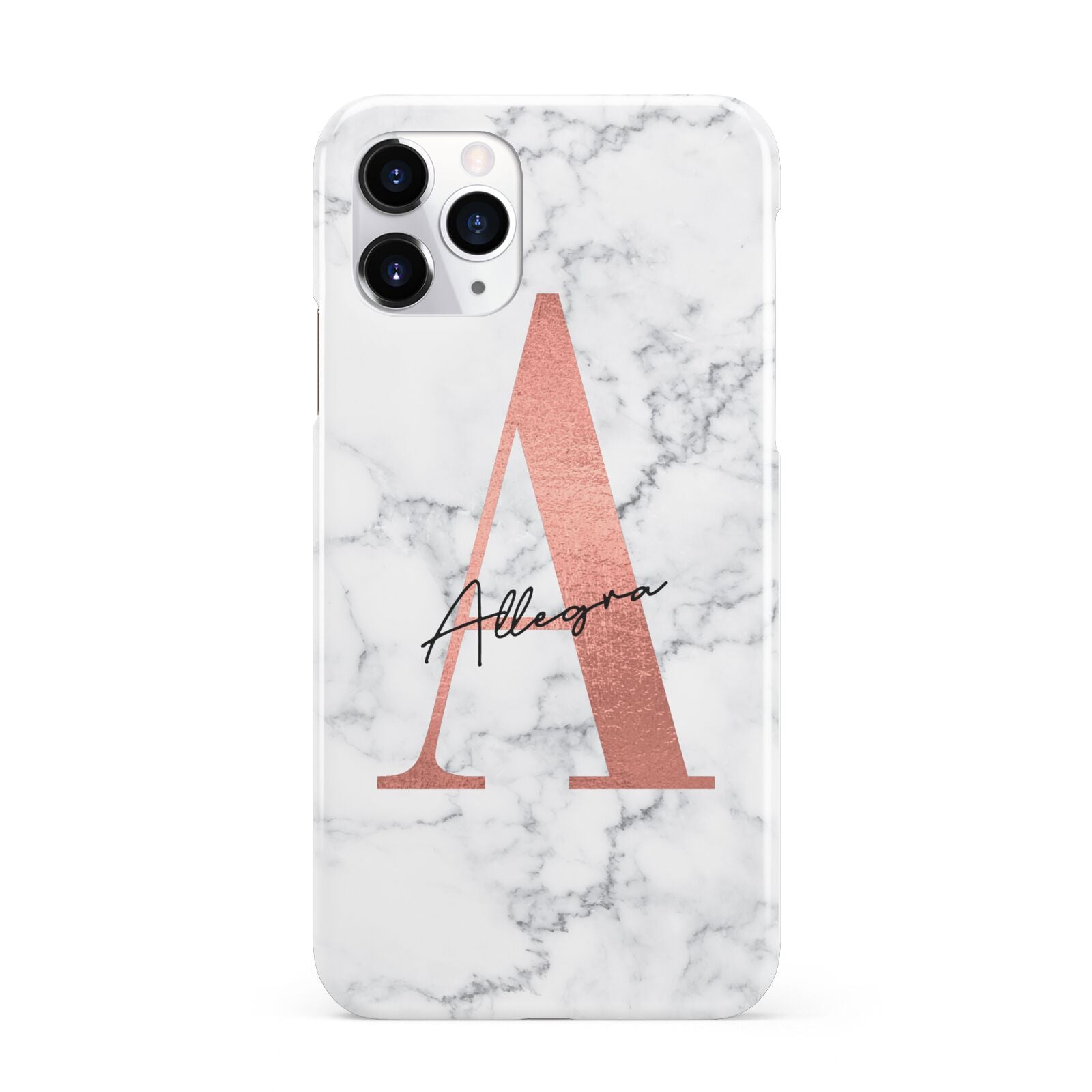 Personalised Signature Rose Gold Marble iPhone 11 Pro 3D Snap Case