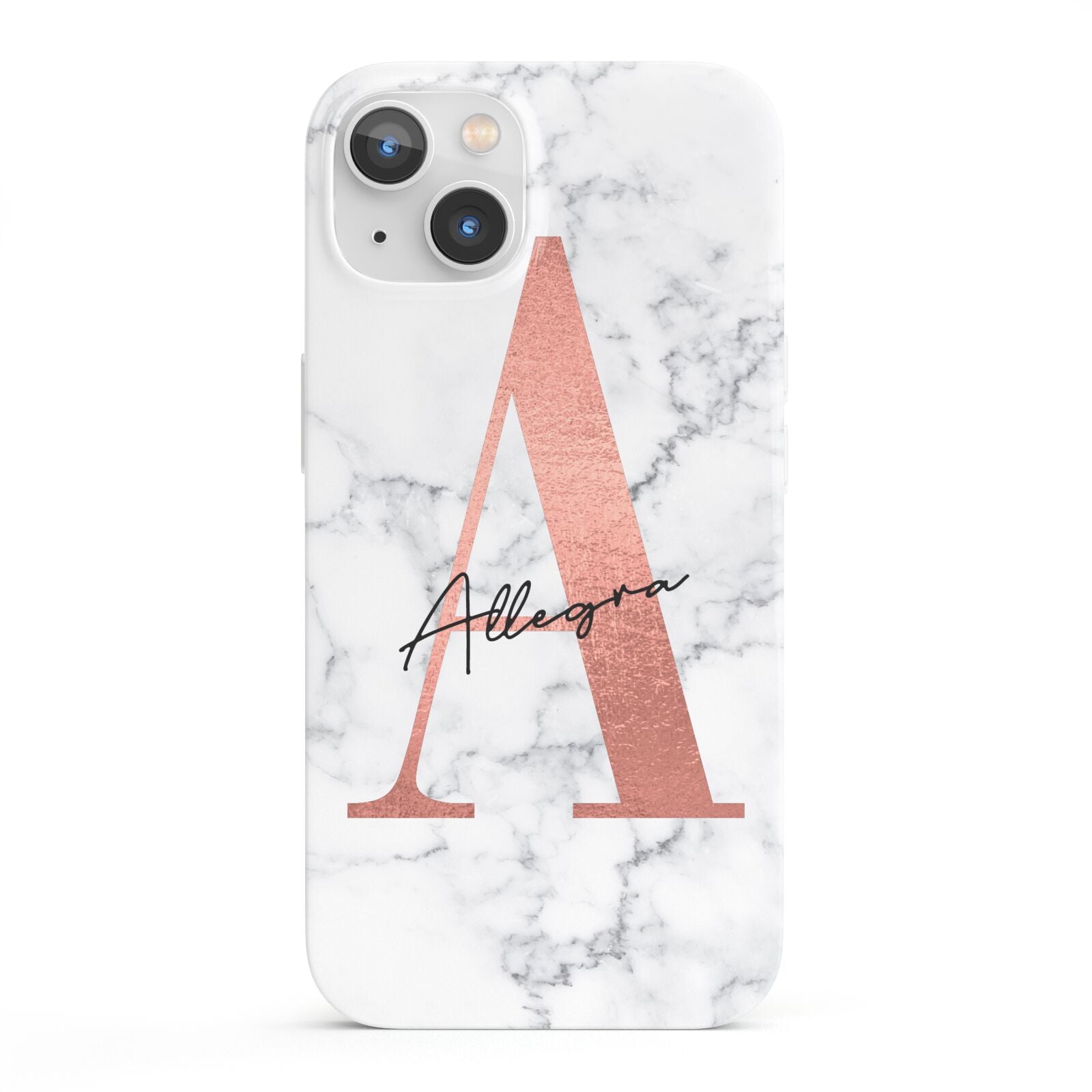 Personalised Signature Rose Gold Marble iPhone 13 Full Wrap 3D Snap Case