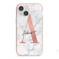 Personalised Signature Rose Gold Marble iPhone 13 Mini TPU Impact Case with Pink Edges