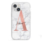 Personalised Signature Rose Gold Marble iPhone 13 Mini TPU Impact Case with White Edges