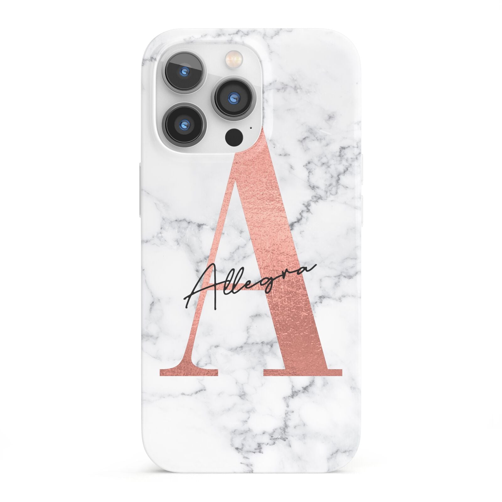 Personalised Signature Rose Gold Marble iPhone 13 Pro Full Wrap 3D Snap Case
