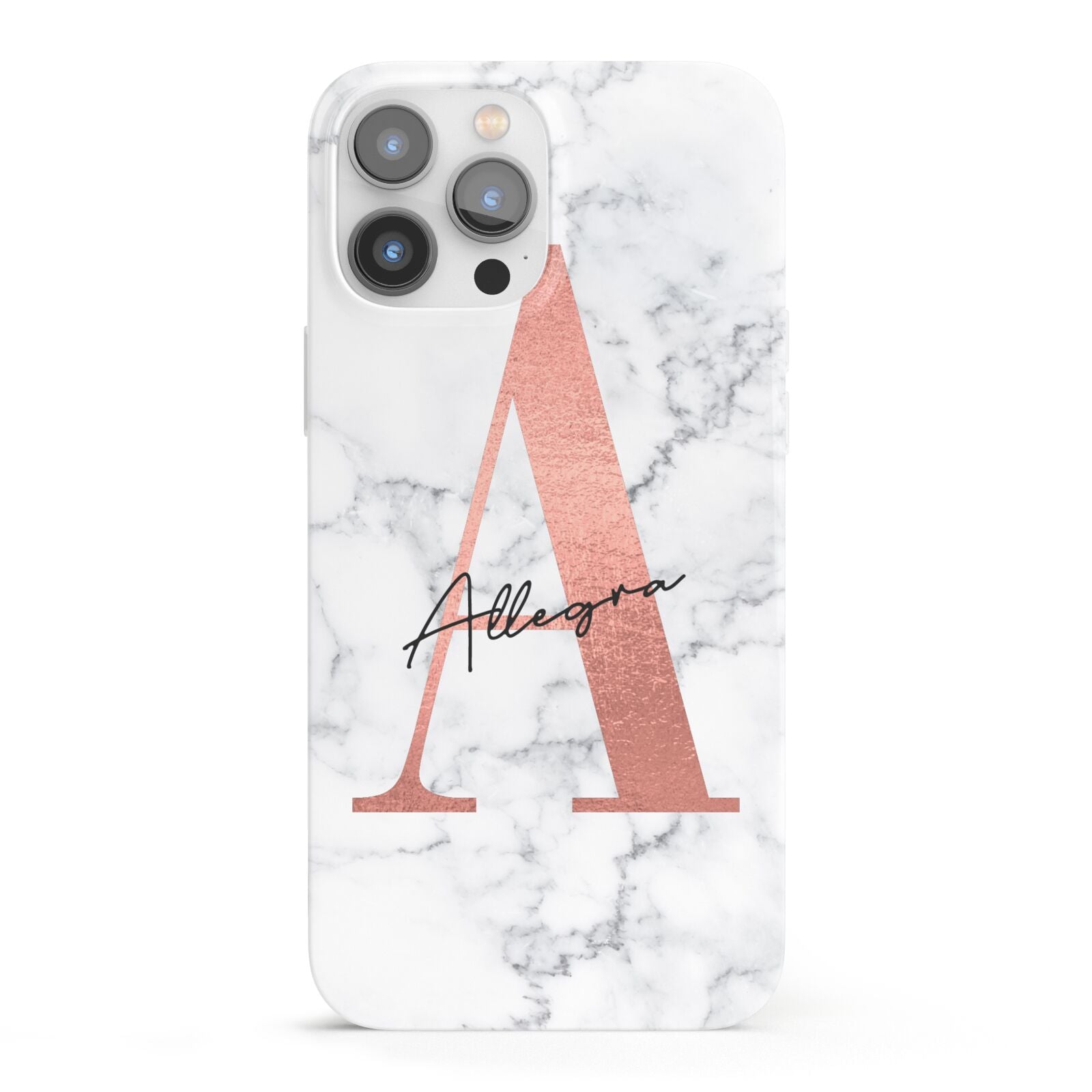 Personalised Signature Rose Gold Marble iPhone 13 Pro Max Full Wrap 3D Snap Case