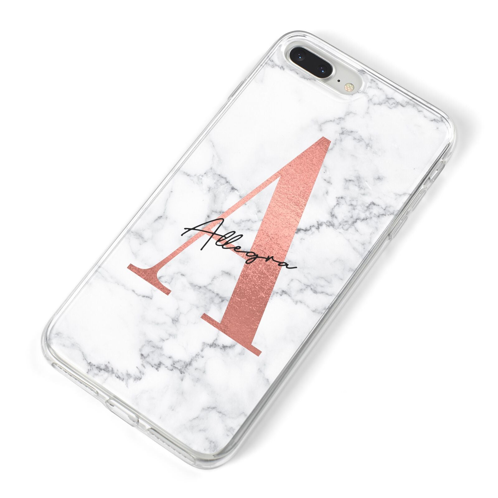 Personalised Signature Rose Gold Marble iPhone 8 Plus Bumper Case on Silver iPhone Alternative Image