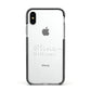 Personalised Signature Typography White Apple iPhone Xs Impact Case Black Edge on Silver Phone