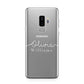 Personalised Signature Typography White Samsung Galaxy S9 Plus Case on Silver phone