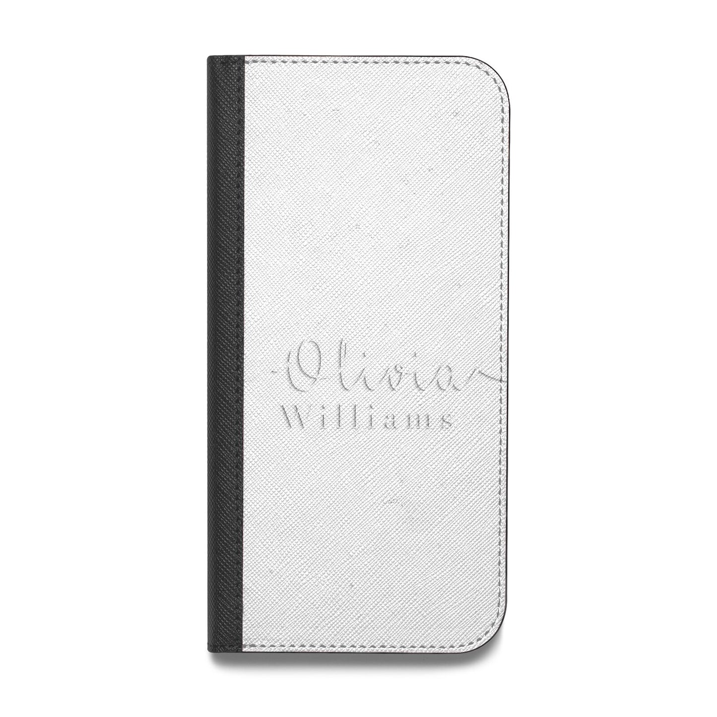 Personalised Signature Typography White Vegan Leather Flip Samsung Case