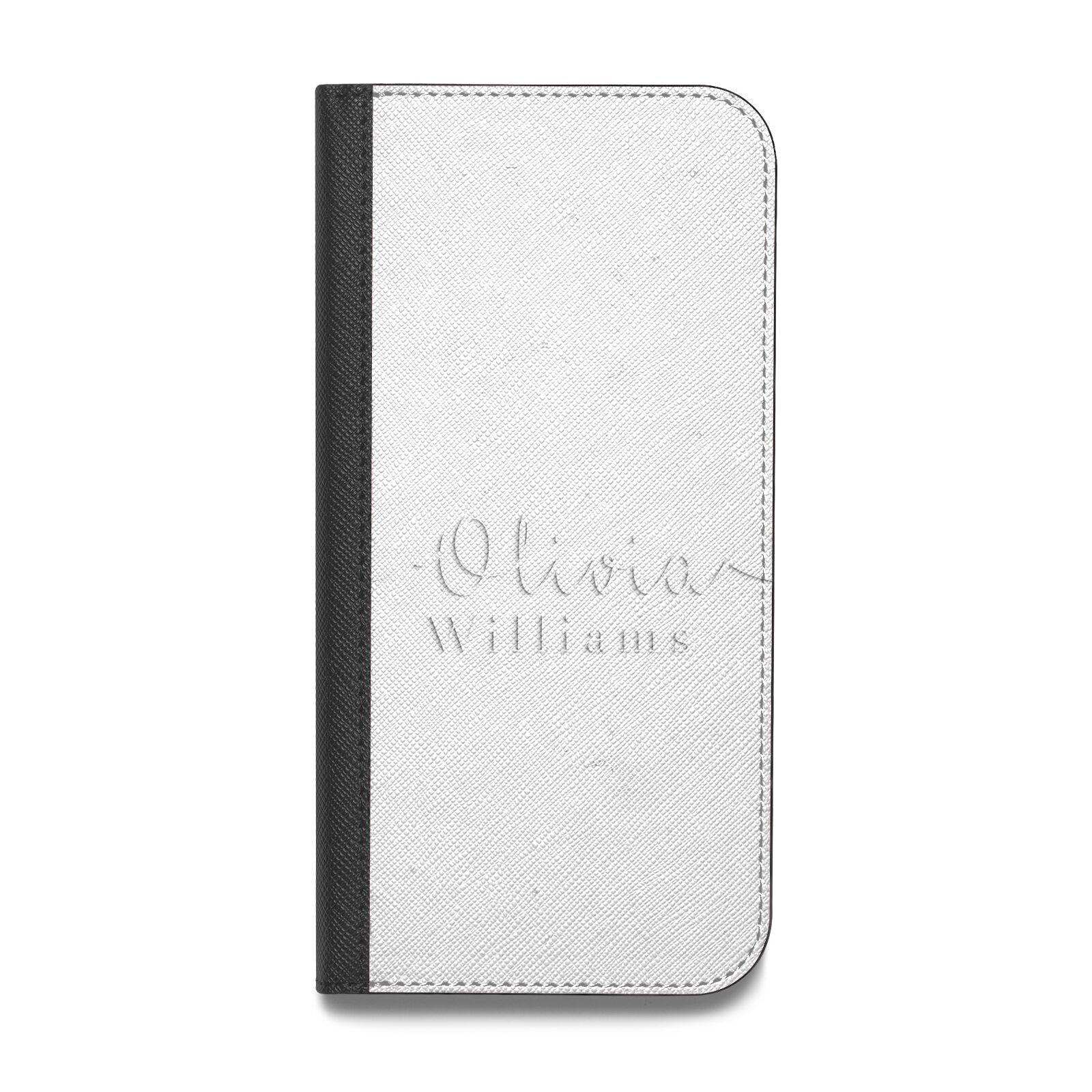 Personalised Signature Typography White Vegan Leather Flip Samsung Case