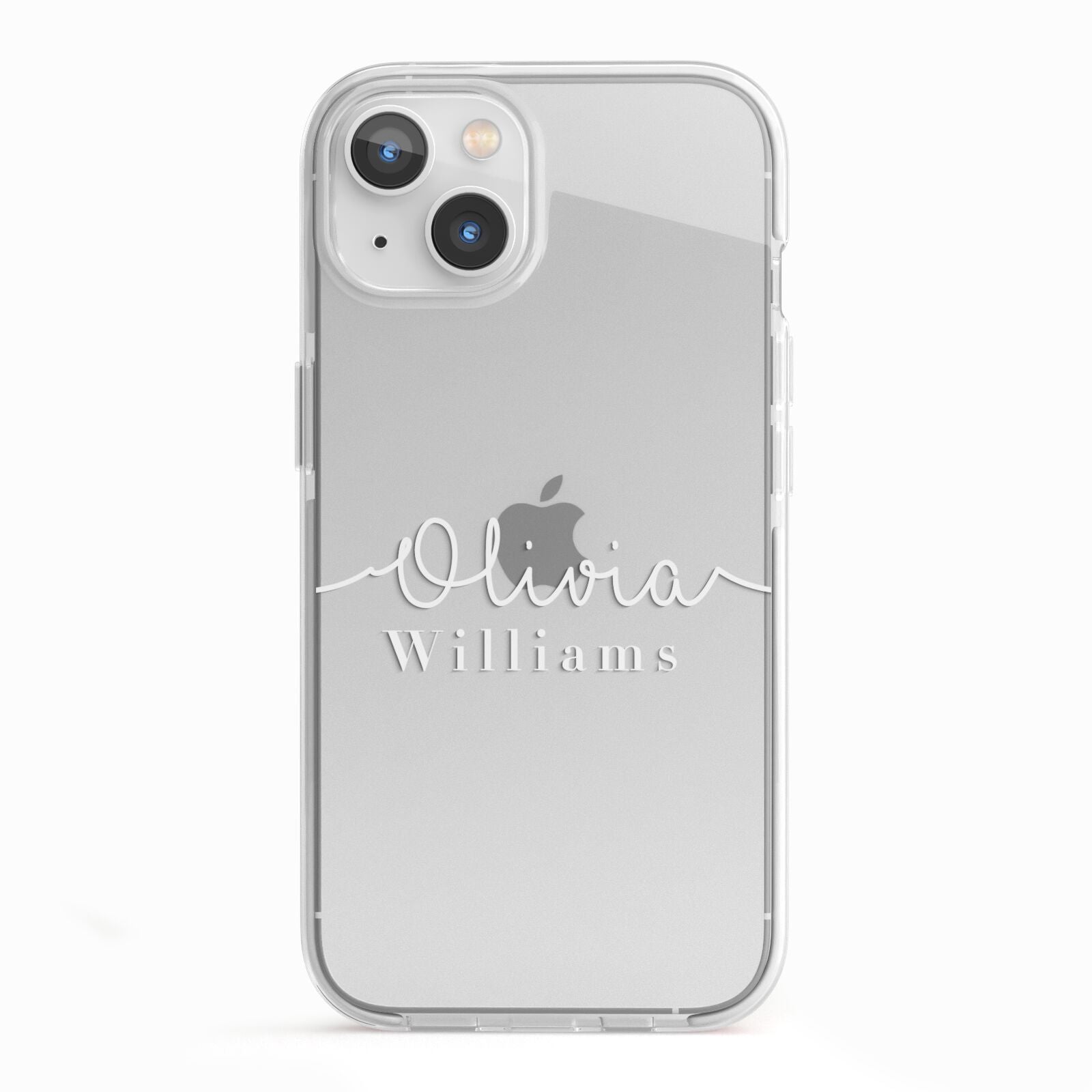 Personalised Signature Typography White iPhone 13 TPU Impact Case with White Edges