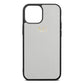 Personalised Silver Saffiano Leather iPhone 13 Mini Case