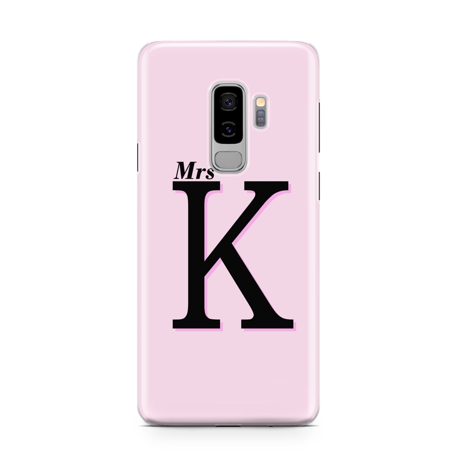 Personalised Single Initial Samsung Galaxy S9 Plus Case on Silver phone
