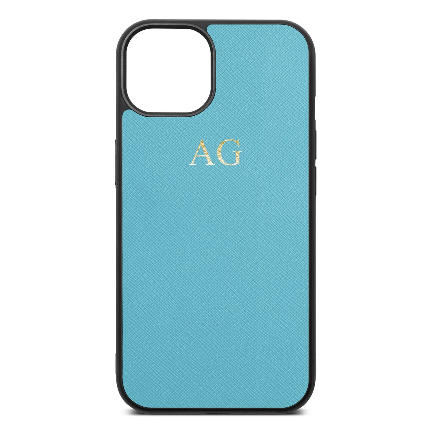 Personalised Sky Saffiano Leather iPhone 13 Case
