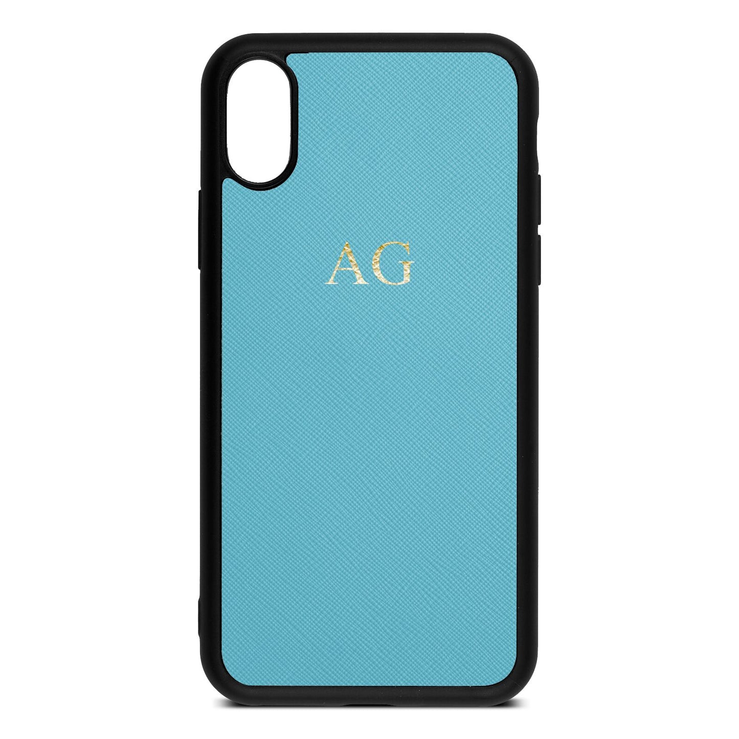 Personalised Sky Saffiano Leather iPhone Xs Case