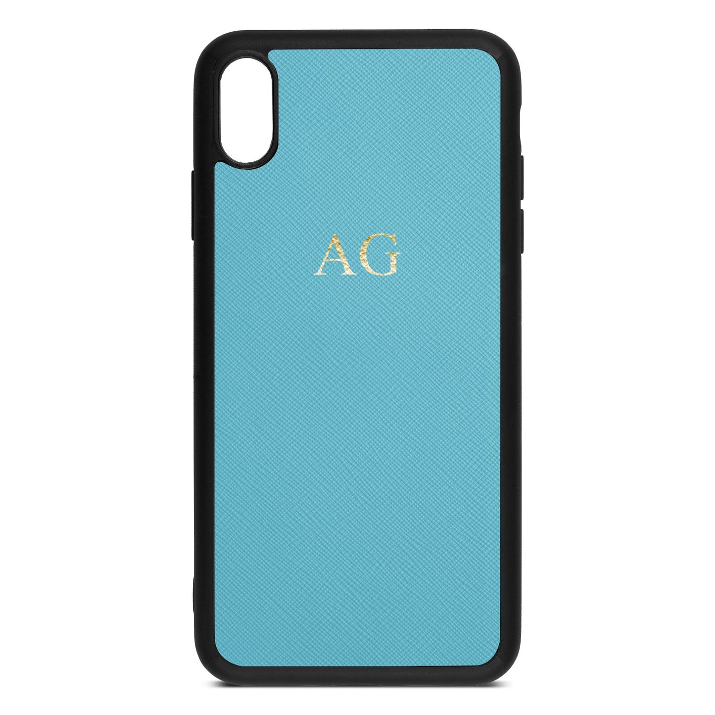 Personalised Sky Saffiano Leather iPhone Xs Max Case