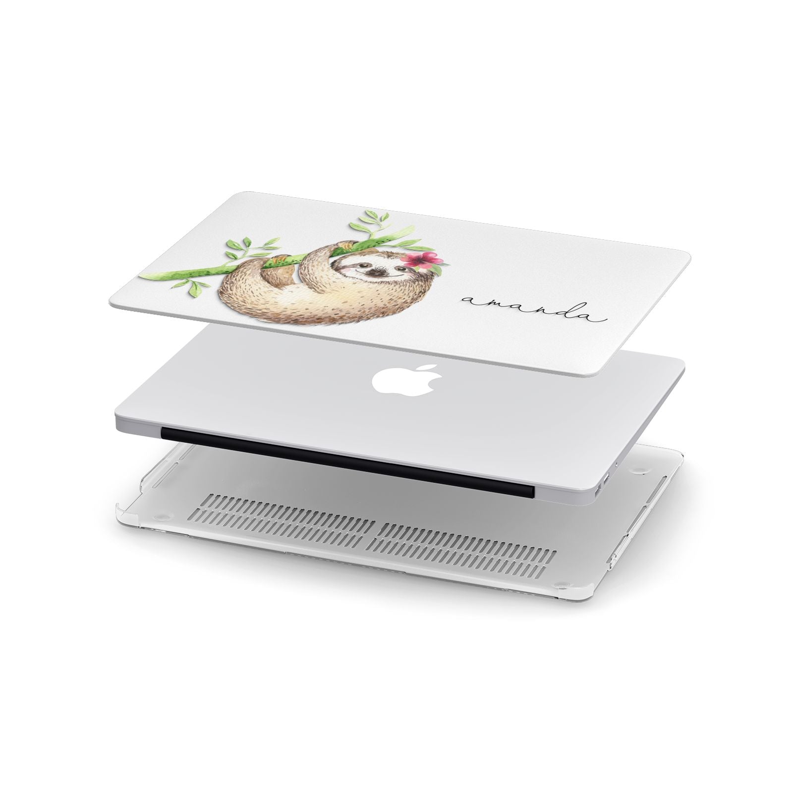 Personalised Sloth Apple MacBook Case in Detail