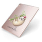 Personalised Sloth Apple iPad Case on Rose Gold iPad Side View