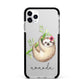 Personalised Sloth Apple iPhone 11 Pro Max in Silver with Black Impact Case