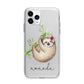 Personalised Sloth Apple iPhone 11 Pro in Silver with Bumper Case