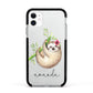 Personalised Sloth Apple iPhone 11 in White with Black Impact Case