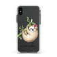 Personalised Sloth Apple iPhone Xs Impact Case White Edge on Black Phone