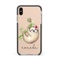Personalised Sloth Apple iPhone Xs Max Impact Case Black Edge on Gold Phone