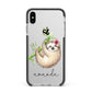 Personalised Sloth Apple iPhone Xs Max Impact Case Black Edge on Silver Phone