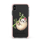 Personalised Sloth Apple iPhone Xs Max Impact Case Pink Edge on Black Phone