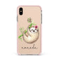 Personalised Sloth Apple iPhone Xs Max Impact Case Pink Edge on Gold Phone