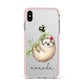Personalised Sloth Apple iPhone Xs Max Impact Case Pink Edge on Silver Phone