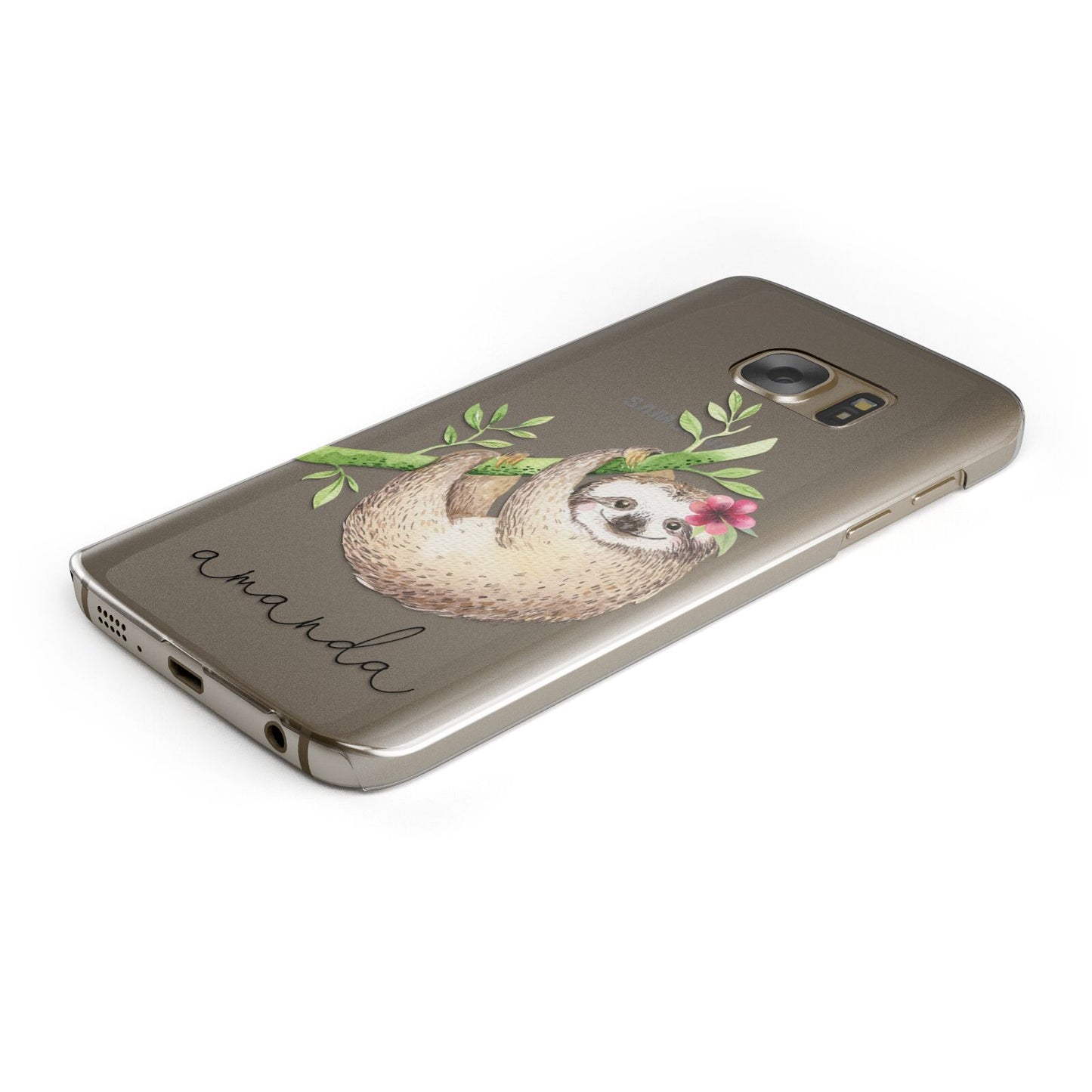 Personalised Sloth Protective Samsung Galaxy Case Angled Image
