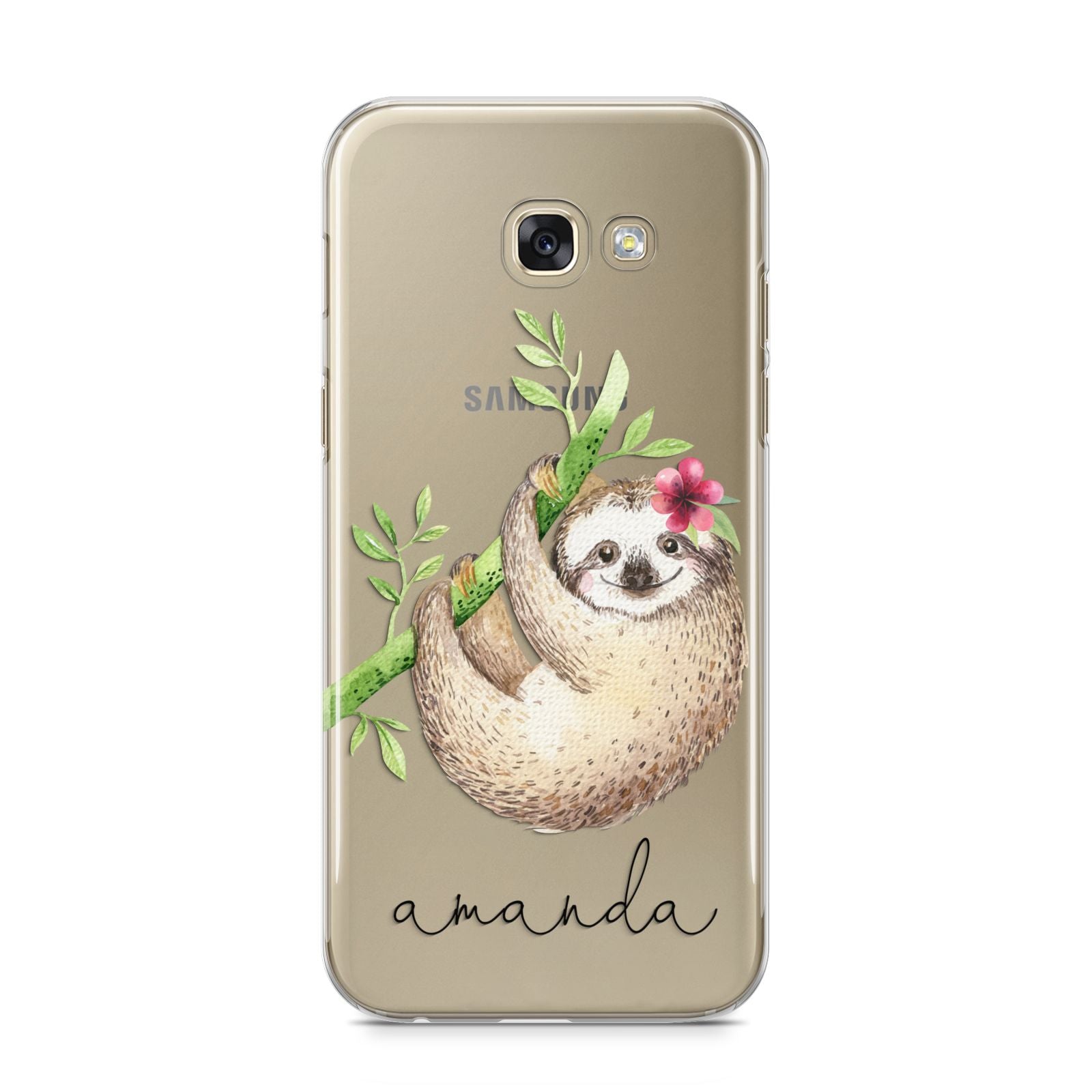 Personalised Sloth Samsung Galaxy A5 2017 Case on gold phone